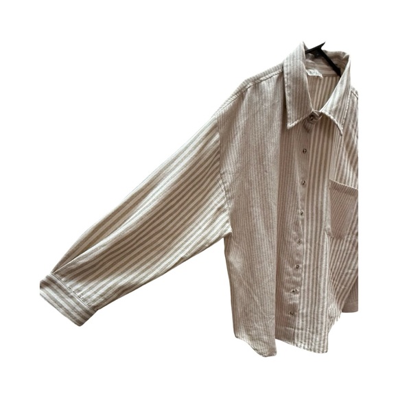 ILLA ILLA Men's Casual Beige Striped Shirt - Picture 3 of 5